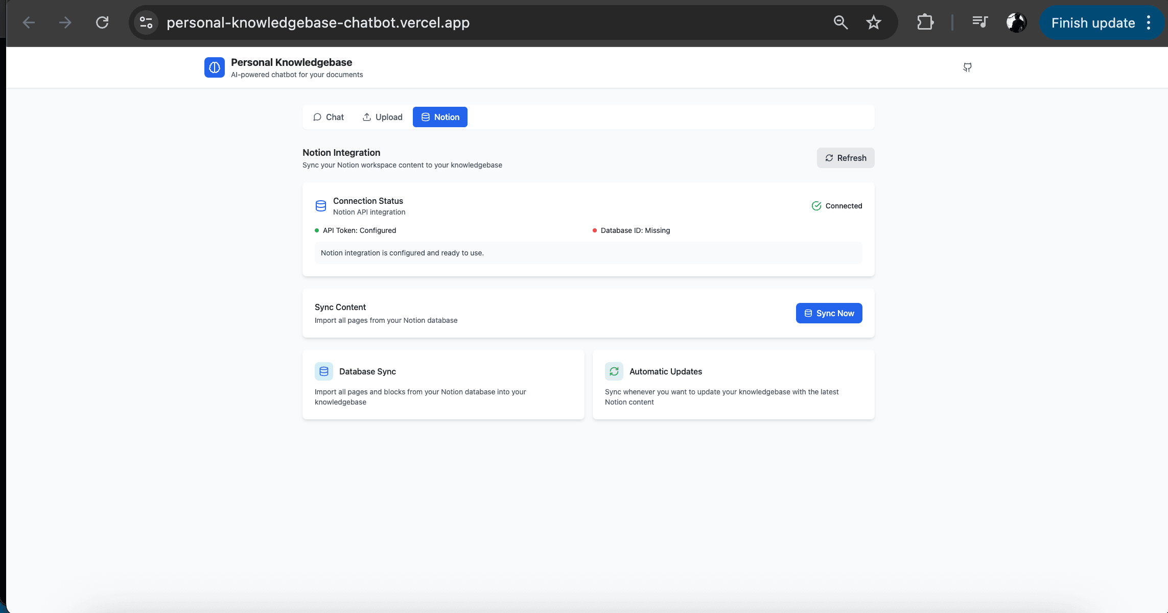 Personal Knowledgebase Chatbot